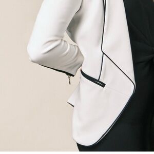 H&M size 8 structured White Blazer with Black Trim